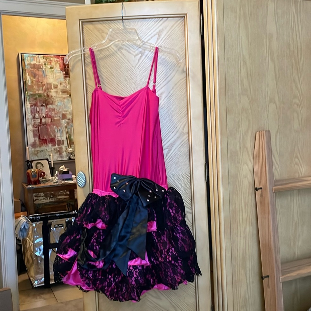 Franco pink and black tutu lace dance costume size large